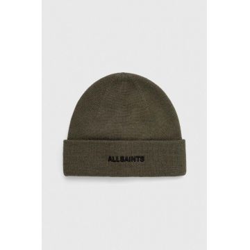 AllSaints caciula din amestec de lana culoarea verde, din tricot gros AllSaints caciula din amestec de lana culoarea verde, din tricot gros