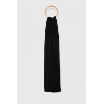 AllSaints esarfa din amestec de lana culoarea negru, neted