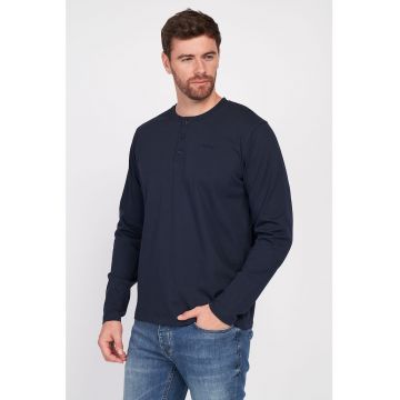 Bluza din bumbac cu decolteu henley