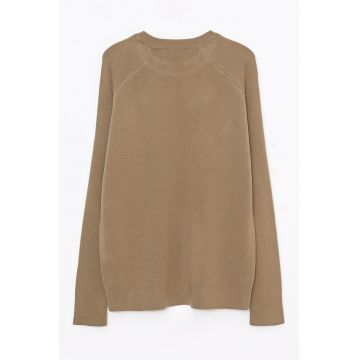 Pulover slim fit cu maneci raglan