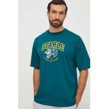 Puma tricou din bumbac PUMA X STAPLE bărbați, culoarea verde, cu imprimeu