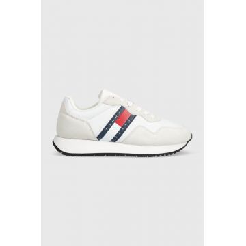 Tommy Jeans sneakers din piele TJM MODERN RUNNER culoarea alb, EM0EM01316 Tommy Jeans sneakers din piele TJM MODERN RUNNER culoarea alb, EM0EM01316