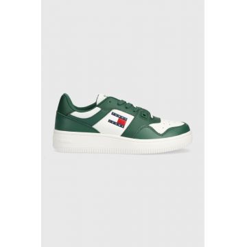 Tommy Jeans sneakers din piele TJM RETRO BASKET ESS culoarea verde, EM0EM01395 Tommy Jeans sneakers din piele TJM RETRO BASKET ESS culoarea verde, EM0EM01395