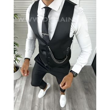 Vesta barbati eleganta slim fit neagra V66 P20-3.1