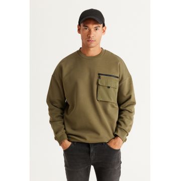 Bluza de trening cu decolteu la baza gatului si maneci cazute