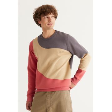 Bluza de trening cu decolteu la baza gatului si model colorblock