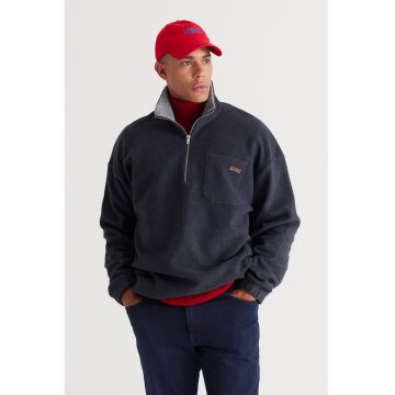 Bluza de trening cu fermoar scurt si maneci cazute