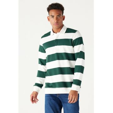 Bluza de trening polo cu model in dungi