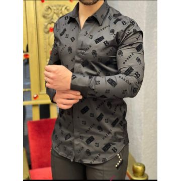 Camasa barbati neagra slim fit pentru evenimente B7909 P20-5.1