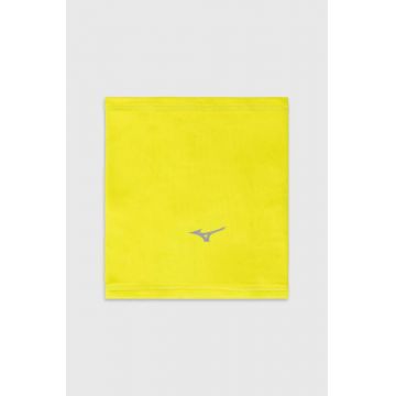 Mizuno fular impletit Warmalite Triwarmer culoarea galben, cu imprimeu