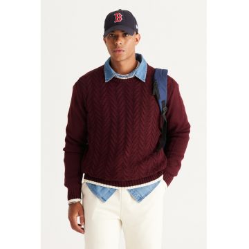 Pulover cu model torsade - Visiniu