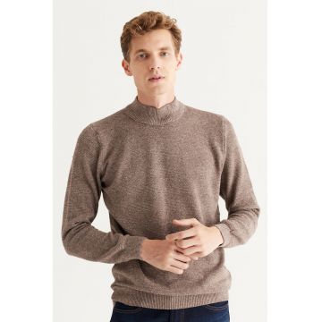 Pulover regular fit din amestec de bumbac - Maro melange