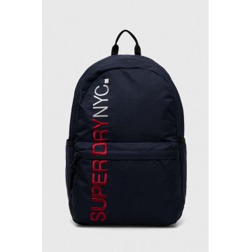 Superdry rucsac culoarea albastru marin, mare, cu imprimeu