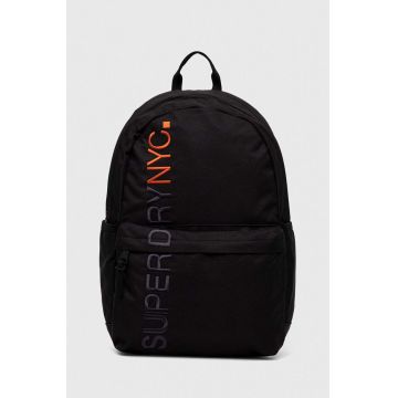 Superdry rucsac culoarea negru, mare, cu imprimeu