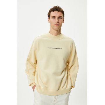 Bluza de trening din amestec de bumbac cu guler scurt