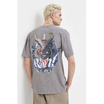 Karl Kani tricou din bumbac barbati, culoarea gri, cu imprimeu