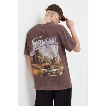 Karl Kani tricou din bumbac barbati, culoarea maro, cu imprimeu