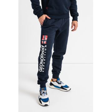 Pantaloni sport cu imprimeu logo si snur in talie Machal