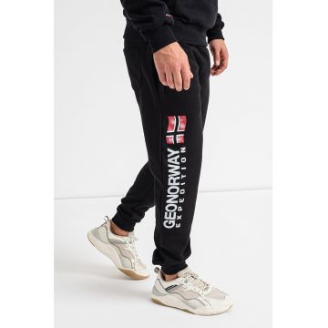 Pantaloni sport cu imprimeu logo si snur in talie Machal