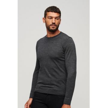 Pulover relaxed fit de lana merinos Studios - Gri inchis melange -