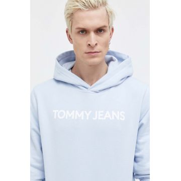 Tommy Jeans hanorac de bumbac bărbați, cu glugă, imprimeu DM0DM18413