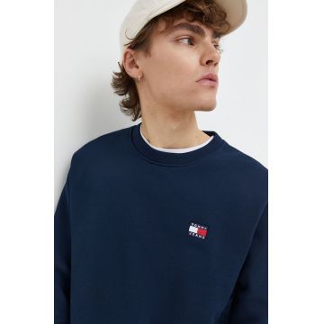 Tommy Jeans hanorac de bumbac bărbați, culoarea bleumarin, uni DM0DM17986