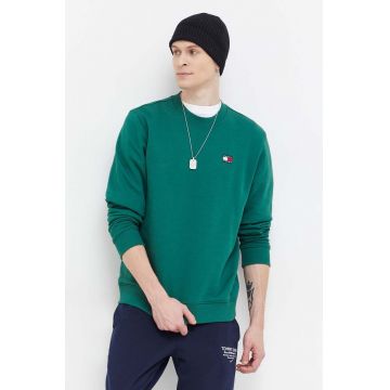 Tommy Jeans hanorac de bumbac bărbați, culoarea verde, uni DM0DM17986
