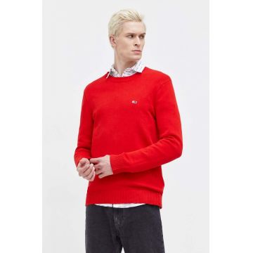 Tommy Jeans pulover de bumbac culoarea roșu DM0DM18370