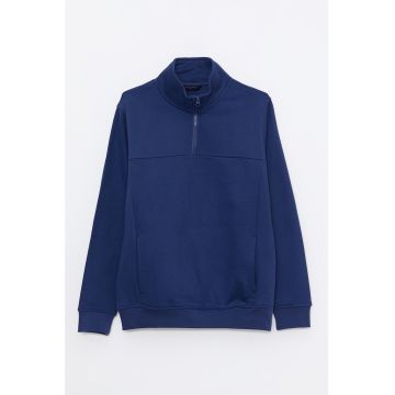 Bluza de trening cu fenta cu fermoar - Albastru indigo