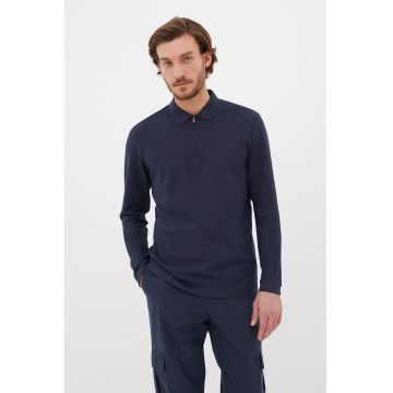 Bluza polo cu fenta cu fermoar