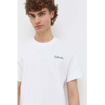 G-Star Raw tricou din bumbac barbati, culoarea alb, neted