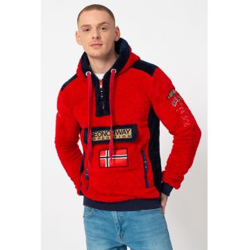 Hanorac cu fermoar scurt Gymclass - Rosu inchis/Bleumarin