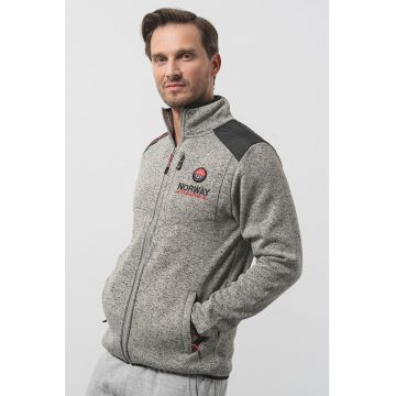 Jacheta cu fermoar si logo Tavid - Negru/Gri cenusiu/Gri inchis