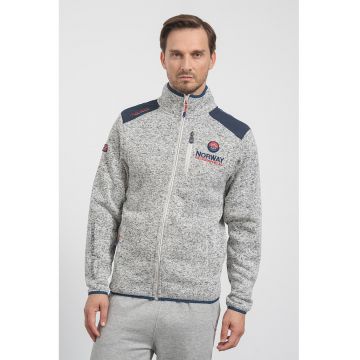 Jacheta cu fermoar si logo Tavid - Alb murdar/Gri inchis/Bleumarin