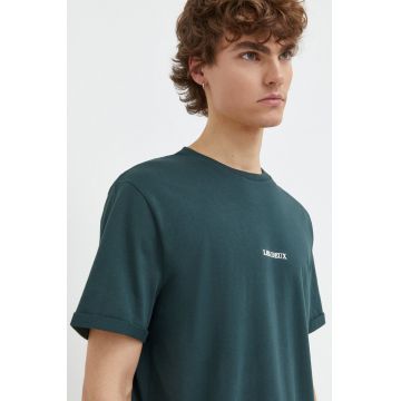 Les Deux tricou din bumbac barbati, culoarea verde, cu imprimeu