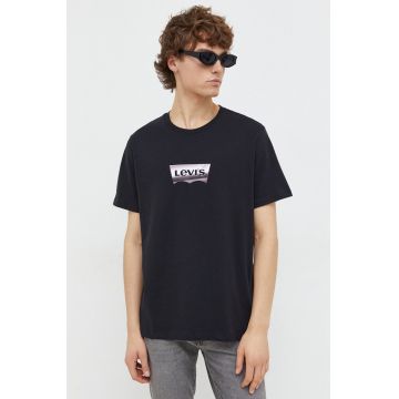 Levi's tricou barbati, culoarea negru, cu imprimeu