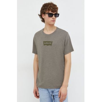 Levi's tricou din bumbac barbati, culoarea verde, cu imprimeu