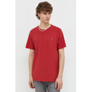 Levi's tricou din bumbac barbati, culoarea rosu, neted