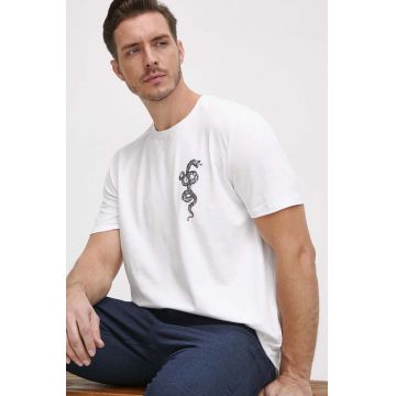 Medicine tricou din bumbac barbati, culoarea alb, cu imprimeu