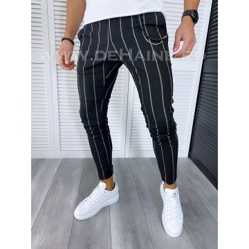 Pantaloni barbati casual regular fit negri in dungi B1301 E 2-3/ 154-2