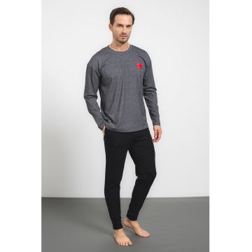 Pijama din amestec de bumbac cu banda elastica in talie