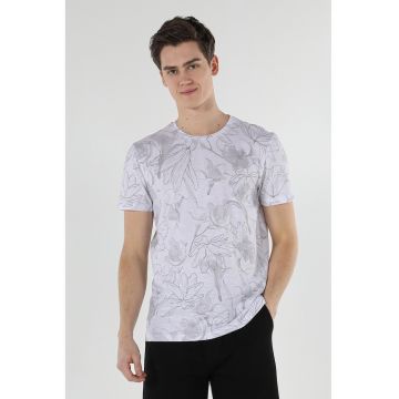 Tricou cu decolteu la baza gatului si imprimeu floral