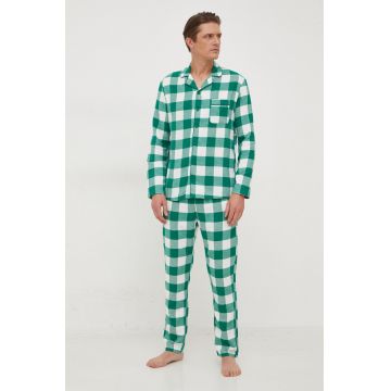 United Colors of Benetton pijamale de bumbac culoarea verde, modelator