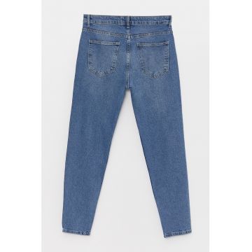 Blugi slim fit cu aspect decolorat