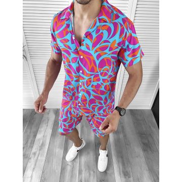Compleu de vara camasa imprimeu + pantaloni CU MIC DEFECT DEF278 P20-3.1
