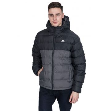 Geaca impermeabila cu gluga si vatelina Oskar - Negru/Gri inchis