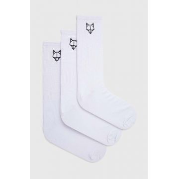 Naked Wolfe sosete 3-pack barbati, culoarea alb