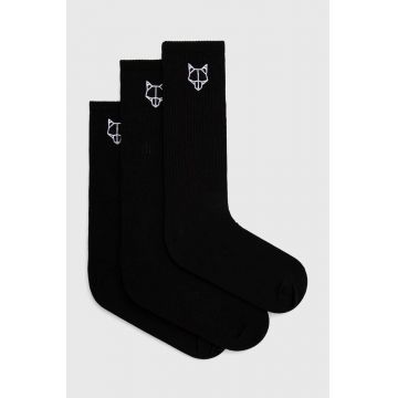 Naked Wolfe sosete 3-pack barbati, culoarea negru
