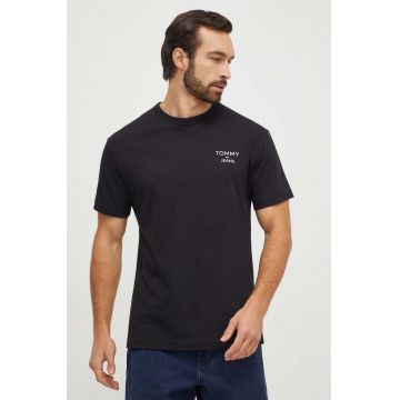 Tommy Jeans tricou din bumbac bărbați, culoarea negru, cu imprimeu DM0DM18872