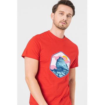 Tricou cu decolteu la baza gatului si imprimeu grafic